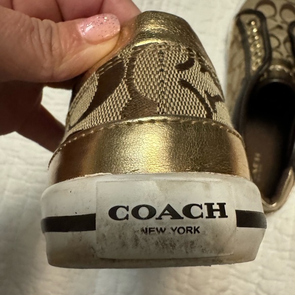 Coach sneakers metallic gold detailing in size 7 - Picture 6 of 9